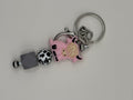 Highland Cow Pink & Grey Key Chain