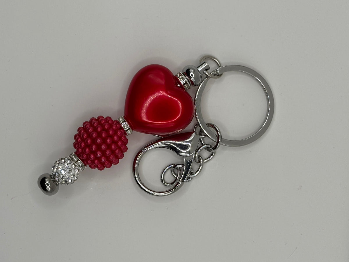 Red Heart Key Chain or Cup Charm