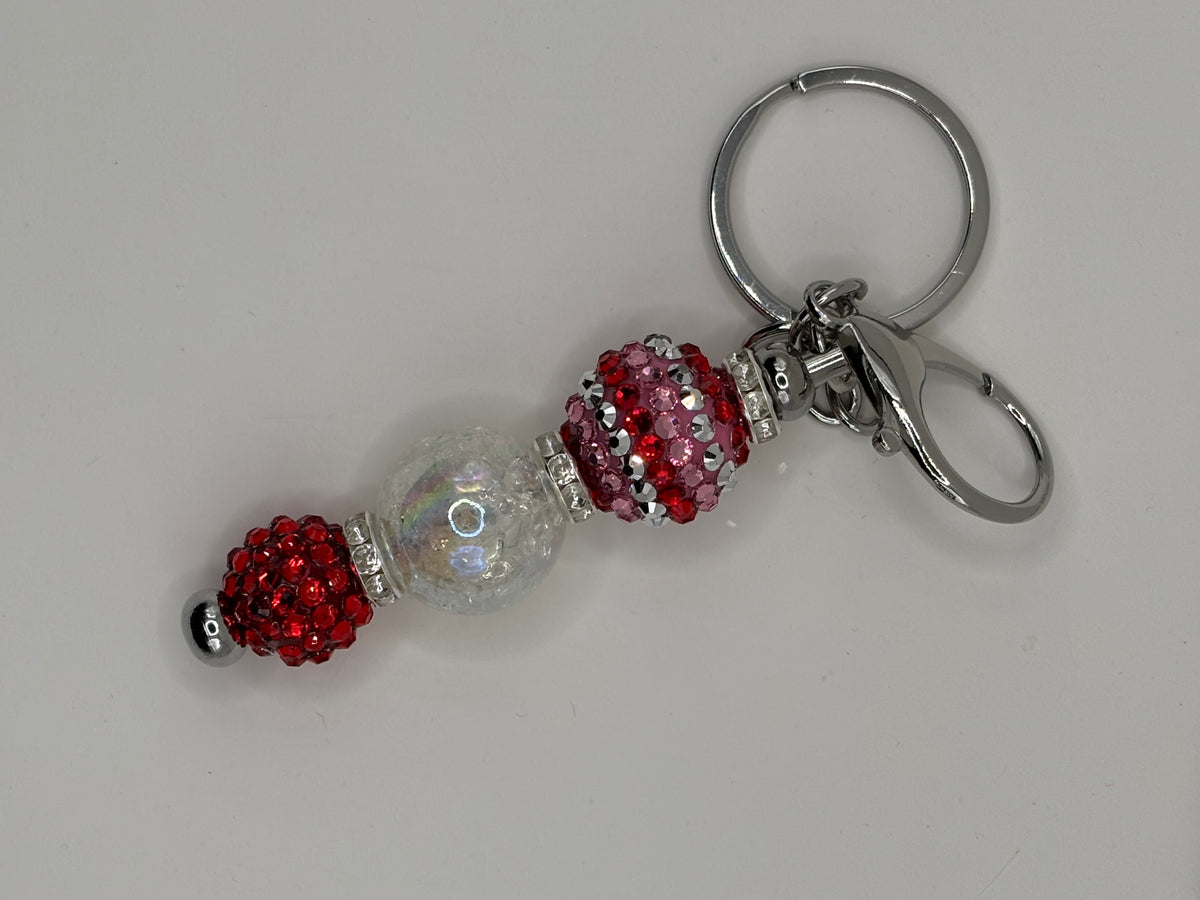 Red, Pink and White Key Chain
