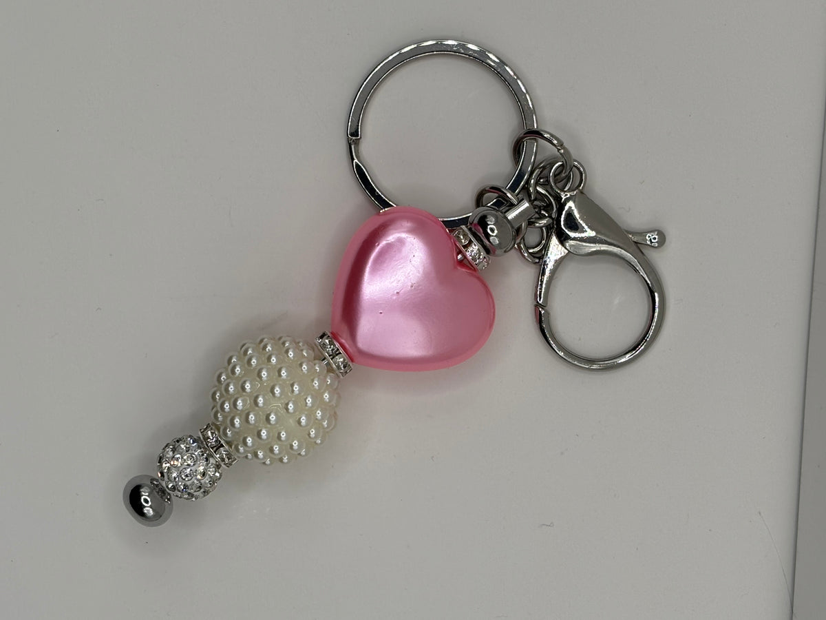 Pink Heart Key Chain or Cup Charm